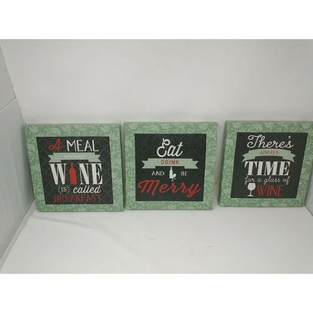 Lot Of 3 Canvas Prints Wine Decorations For Home